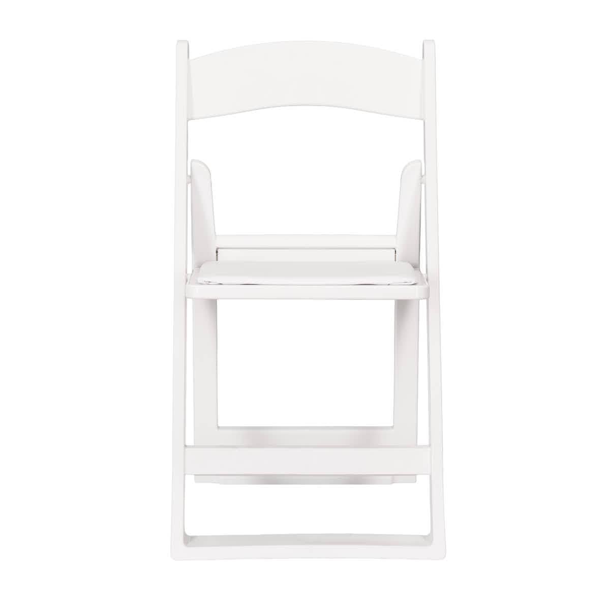 ChairMates White Grass and Sand Series Resin Folding Chair with White Vinyl Cushion and Stainless Steel Hardware CFRWGS-AX-T