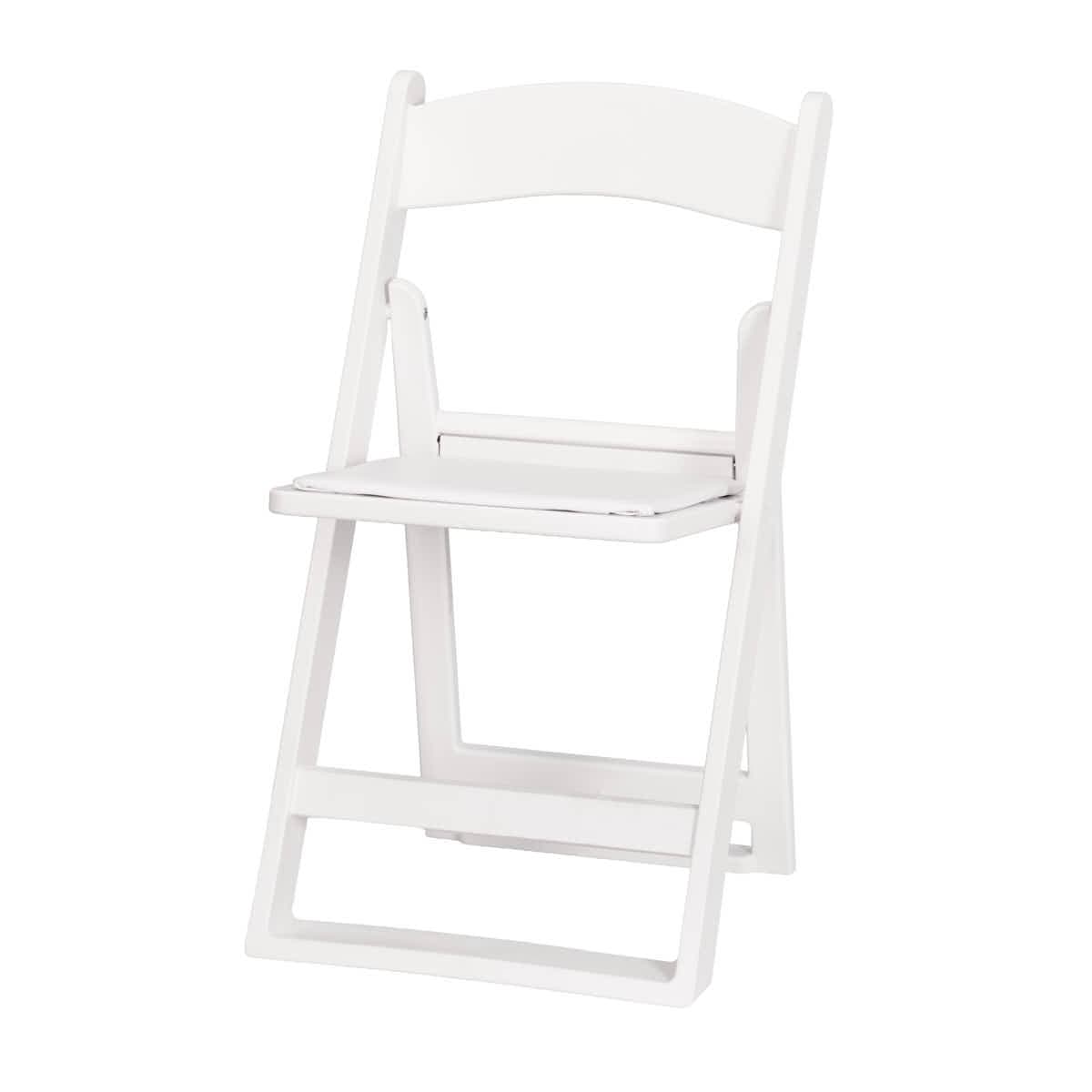 ChairMates White Grass and Sand Series Resin Folding Chair with White Vinyl Cushion and Stainless Steel Hardware CFRWGS-AX-T