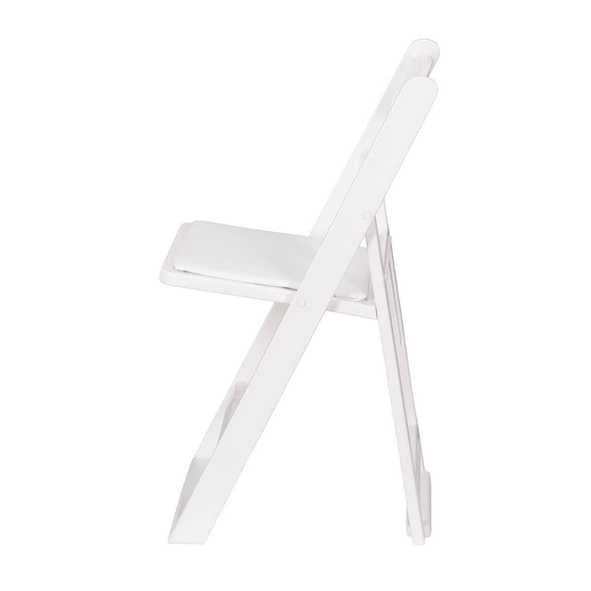 ChairMates White Grass and Sand Series Resin Folding Chair with White Vinyl Cushion and Stainless Steel Hardware CFRWGS-AX-T