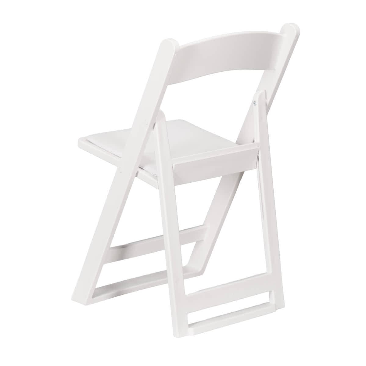 ChairMates White Grass and Sand Series Resin Folding Chair with White Vinyl Cushion and Stainless Steel Hardware CFRWGS-AX-T