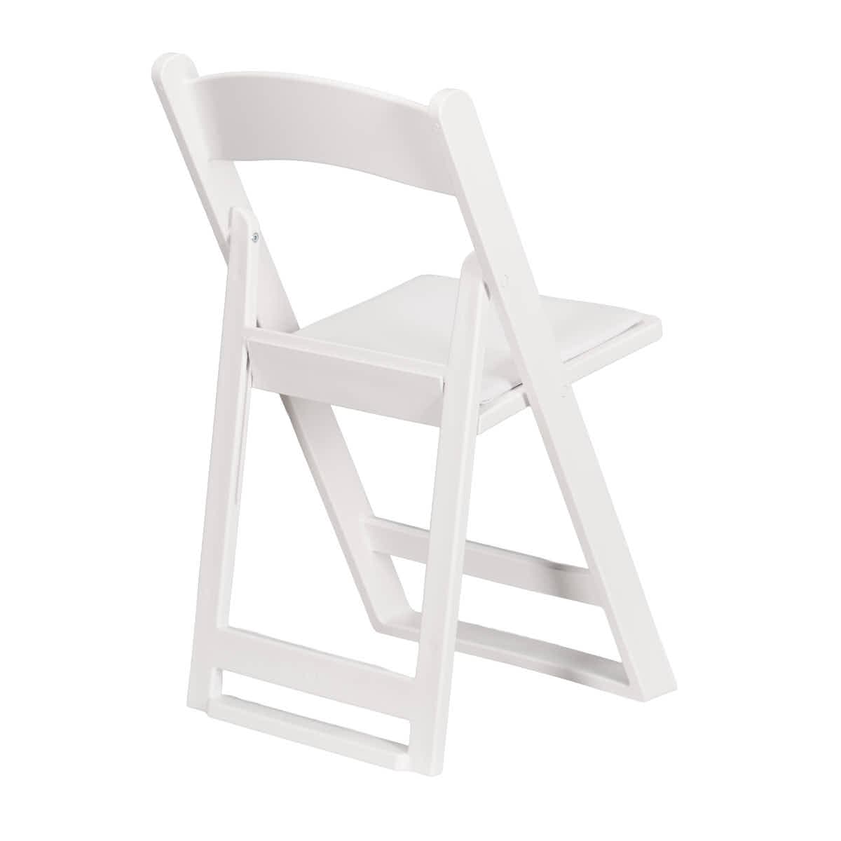 ChairMates White Grass and Sand Series Resin Folding Chair with White Vinyl Cushion and Stainless Steel Hardware CFRWGS-AX-T