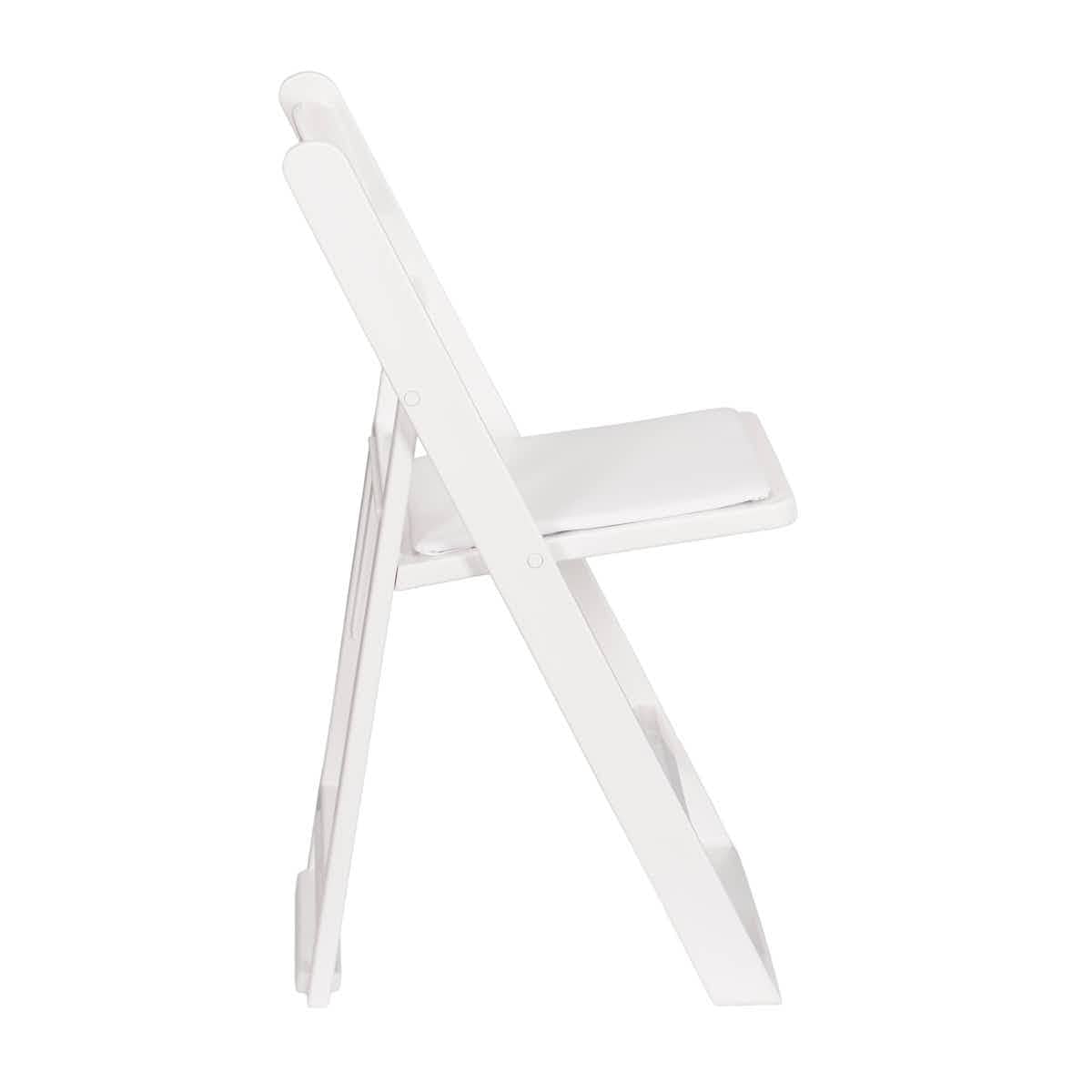 ChairMates White Grass and Sand Series Resin Folding Chair with White Vinyl Cushion and Stainless Steel Hardware CFRWGS-AX-T