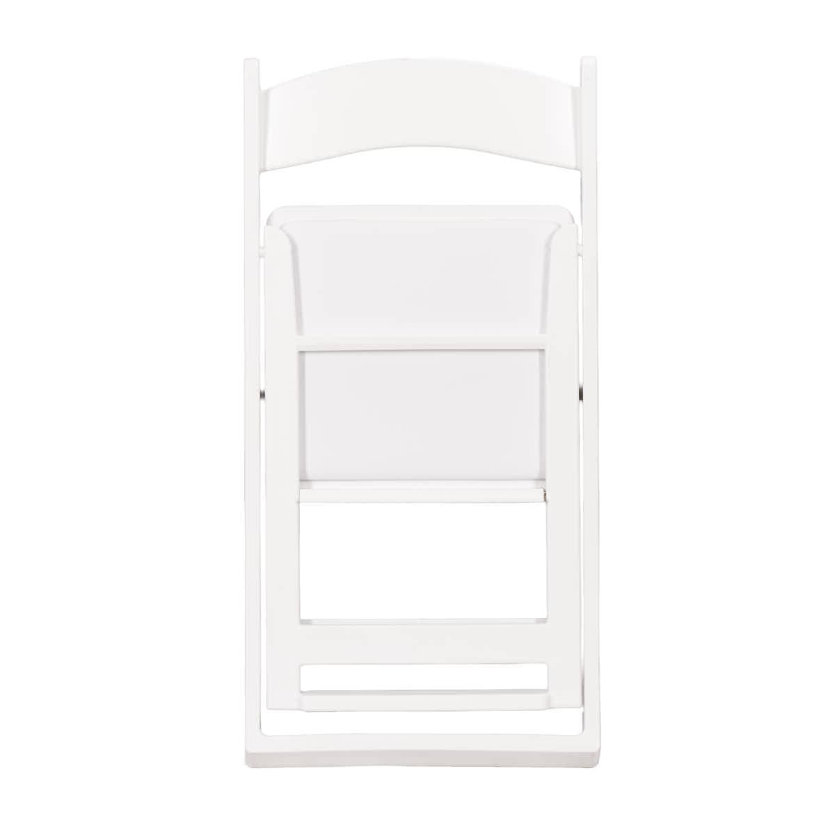 ChairMates White Grass and Sand Series Resin Folding Chair with White Vinyl Cushion and Stainless Steel Hardware CFRWGS-AX-T