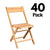 Chivari 40 Pack Natural Slatted Wood Folding Chairs, 1942 Style CFWNS-ZG-T-40