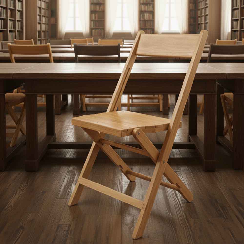 Chivari Slatted Wood Folding Chair in Natural, 1942 Style CFWNS-ZG-T