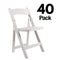 Chivari 40 Pack White ToughWood Folding Chairs with White Cushions CFWW-WHI-AX-T-40
