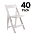 Chivari 40 Pack White ToughWood Folding Chairs with White Cushions CFWW-WHI-AX-T-40