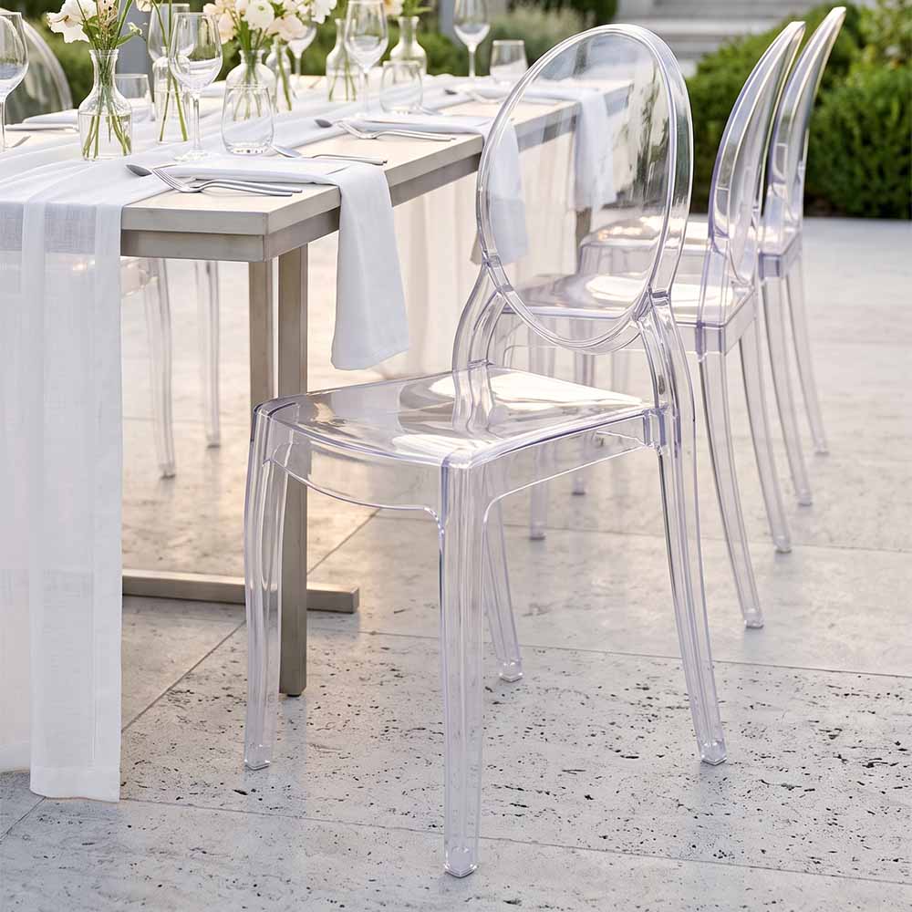 Chivari Clear Resin Oval Back Sophia Ghost Chair CGRS-ZG-T