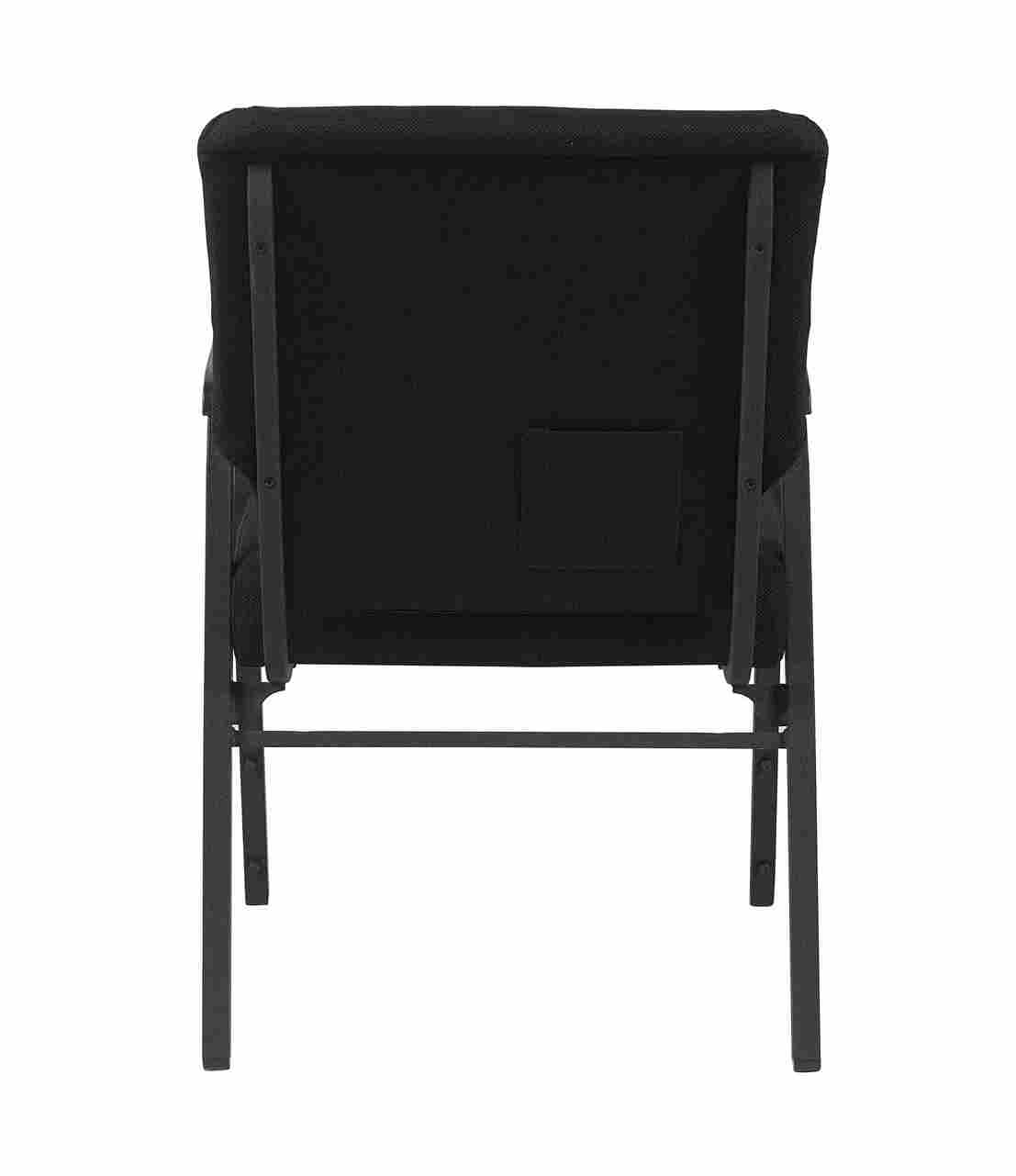 Chivari Black Fabric Church Chair with Dual Arms Cut Away Back 20.5" on Black Frame CH20BB-D-ZF-T