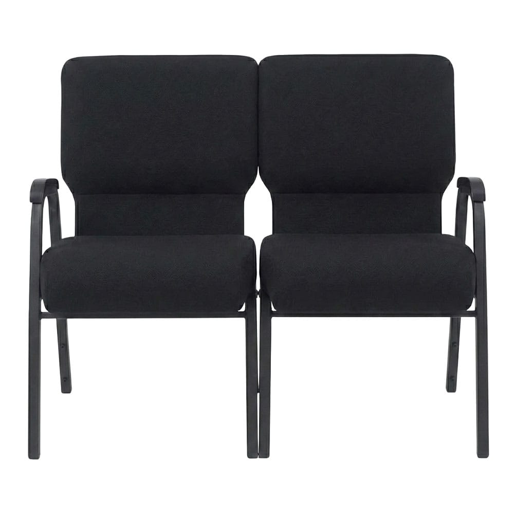 Chivari Black Fabric Two Seat Waiting Room Chair/Loveseat on Black Frame CH20BB-LR-KIT