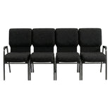 Black Fabric Four Seat Waiting Room Chair/Loveseat on Black Frame
