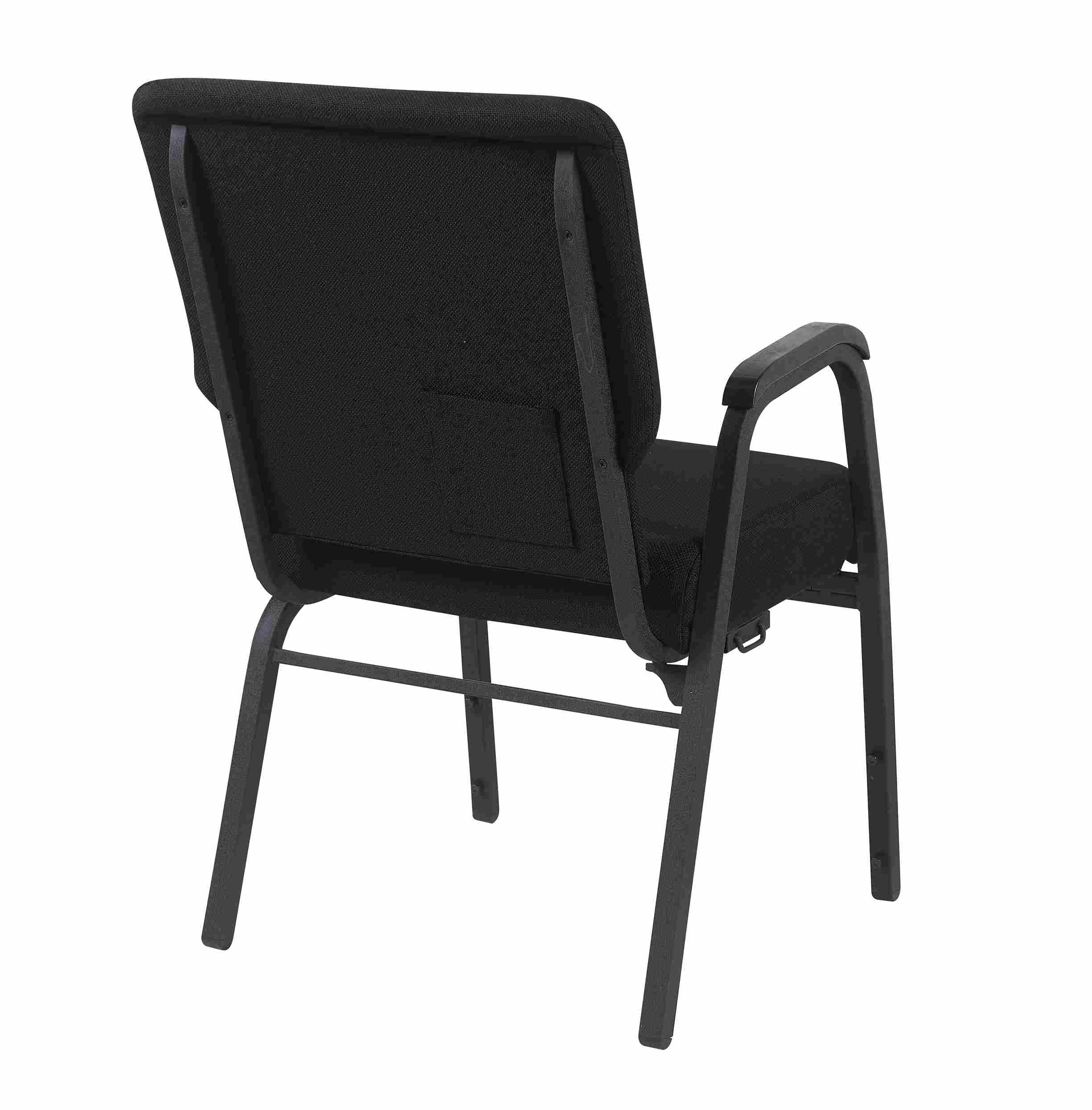 Chivari Black Fabric Church Chair with Right Arm Cut Away Back 20.5" on Black Frame CH20BB-R-ZF-T