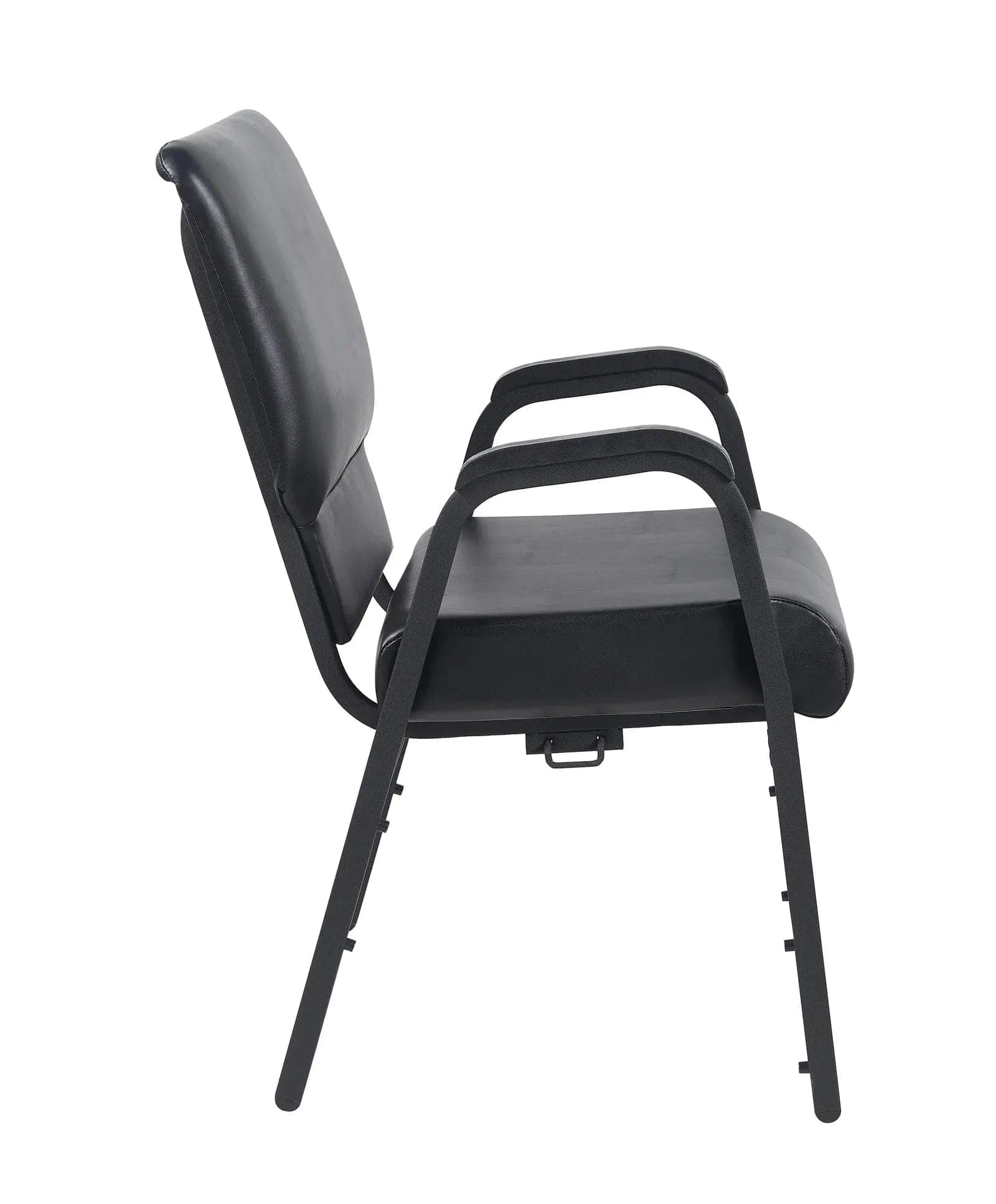 Chivari Black Vinyl Church Chair with Dual Arms Cut Away Back 20.5"  on Black Frame CH20BBV-D-ZF-T