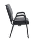 Chivari Black Vinyl Church Chair with Dual Arms Cut Away Back 20.5"  on Black Frame CH20BBV-D-ZF-T