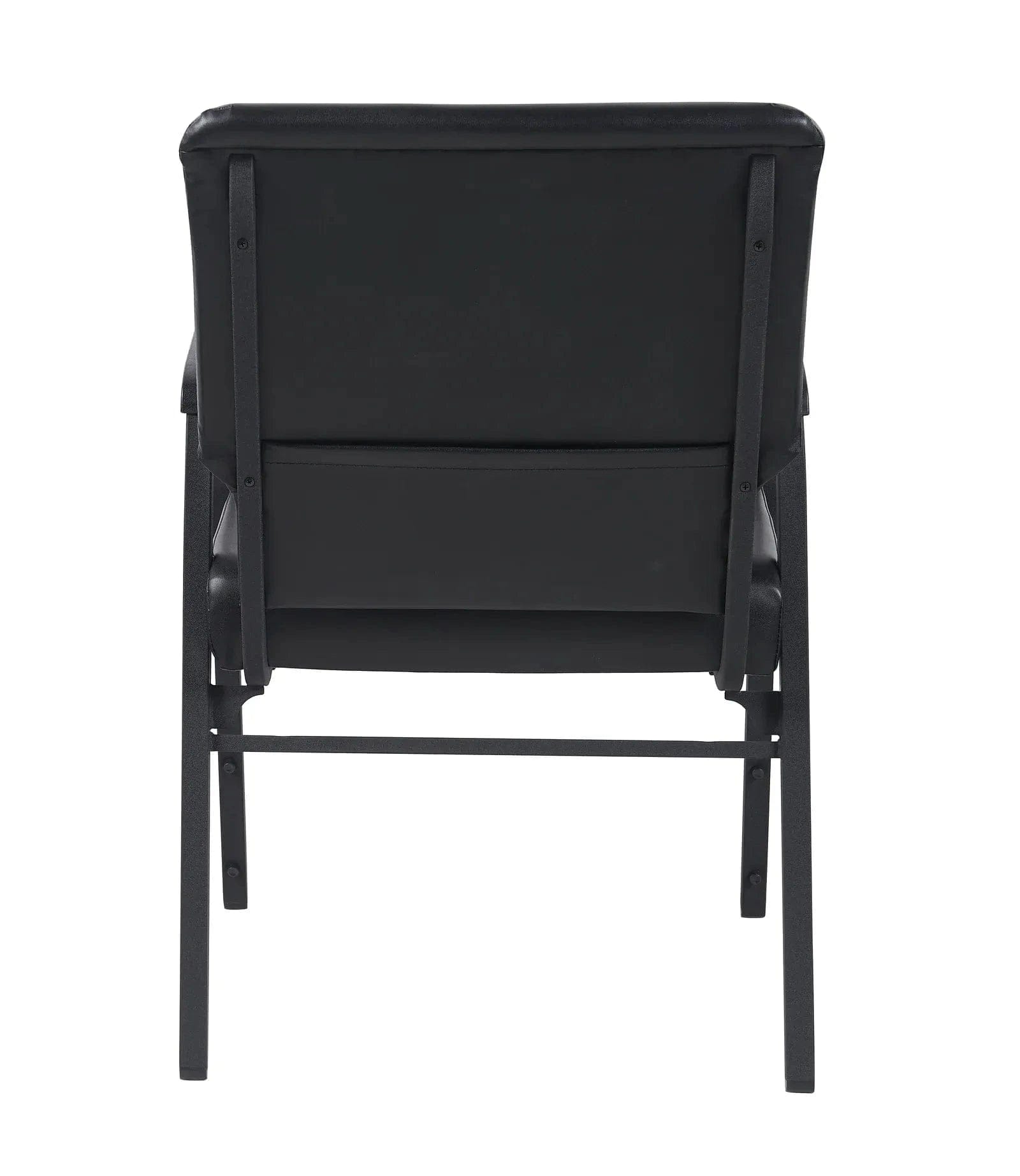 Chivari Black Vinyl Church Chair with Dual Arms Cut Away Back 20.5"  on Black Frame CH20BBV-D-ZF-T