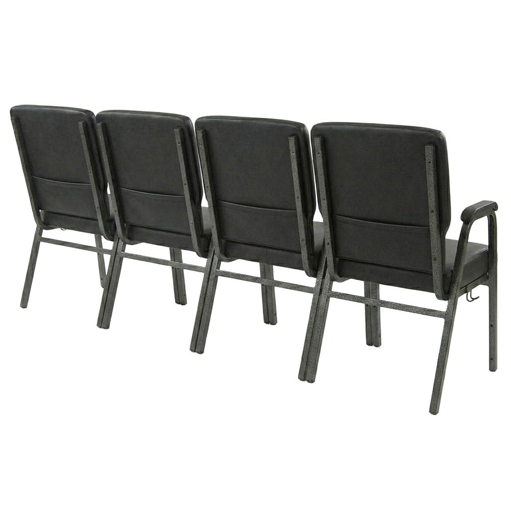Chivari Black Vinyl Four Seat Waiting Room Chair/Loveseat on Black Frame CH20BBV-LR4-KIT