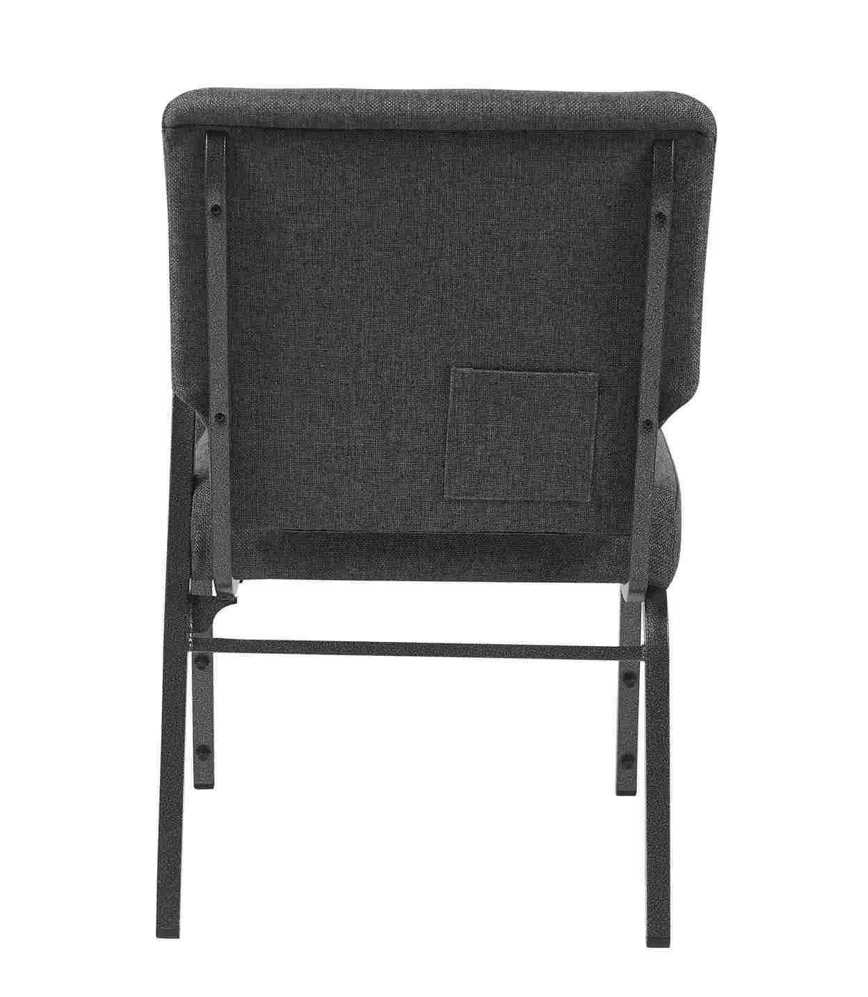 Chivari Gray Fabric Church Chair with Left Arm  Cut Away Back 20.5" on Silver Vein Frame CH20GRSV-L-ZF-T