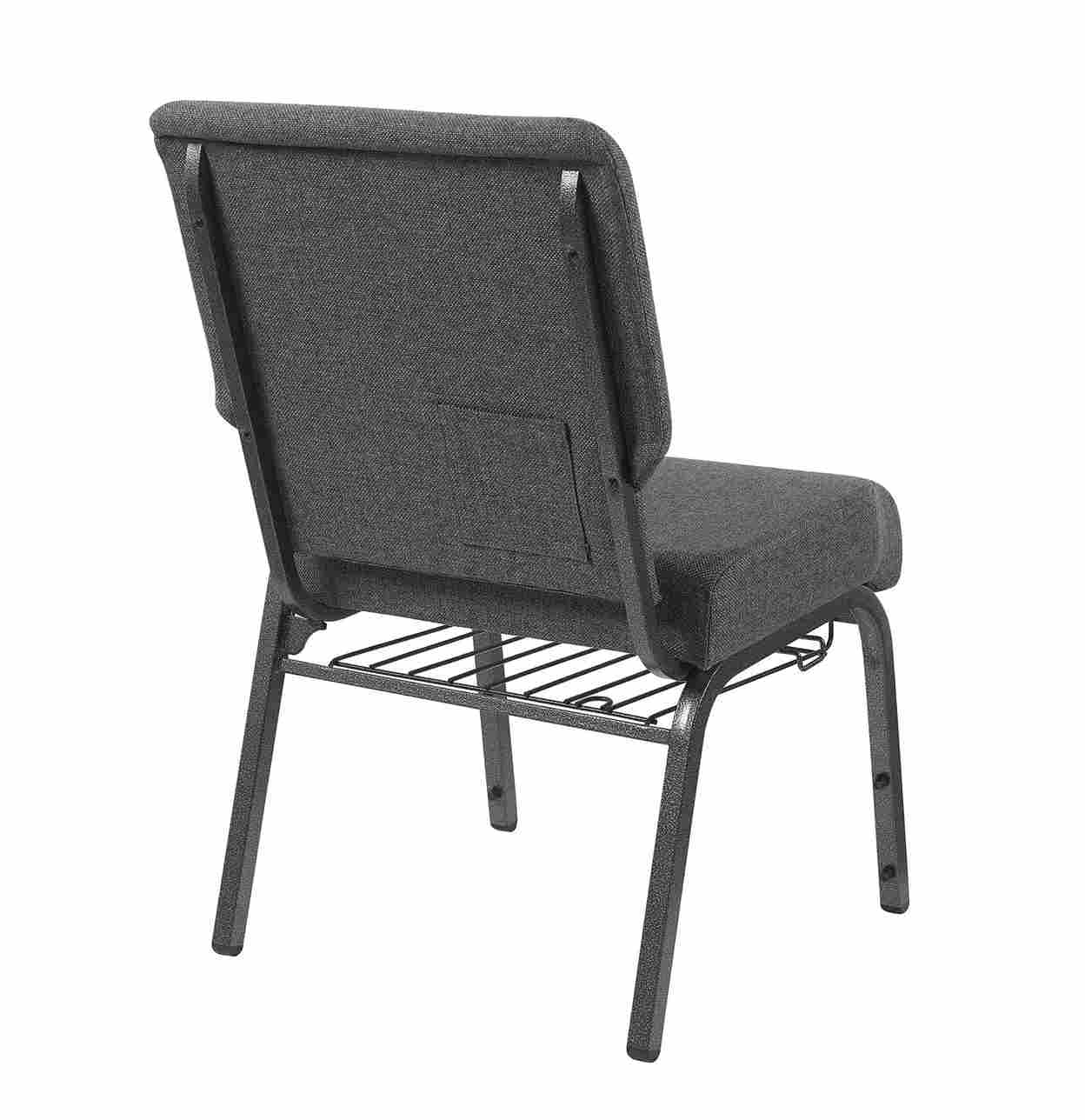 Chivari Gray Fabric Church Chair with Left Arm  Cut Away Back 20.5" on Silver Vein Frame CH20GRSV-L-ZF-T