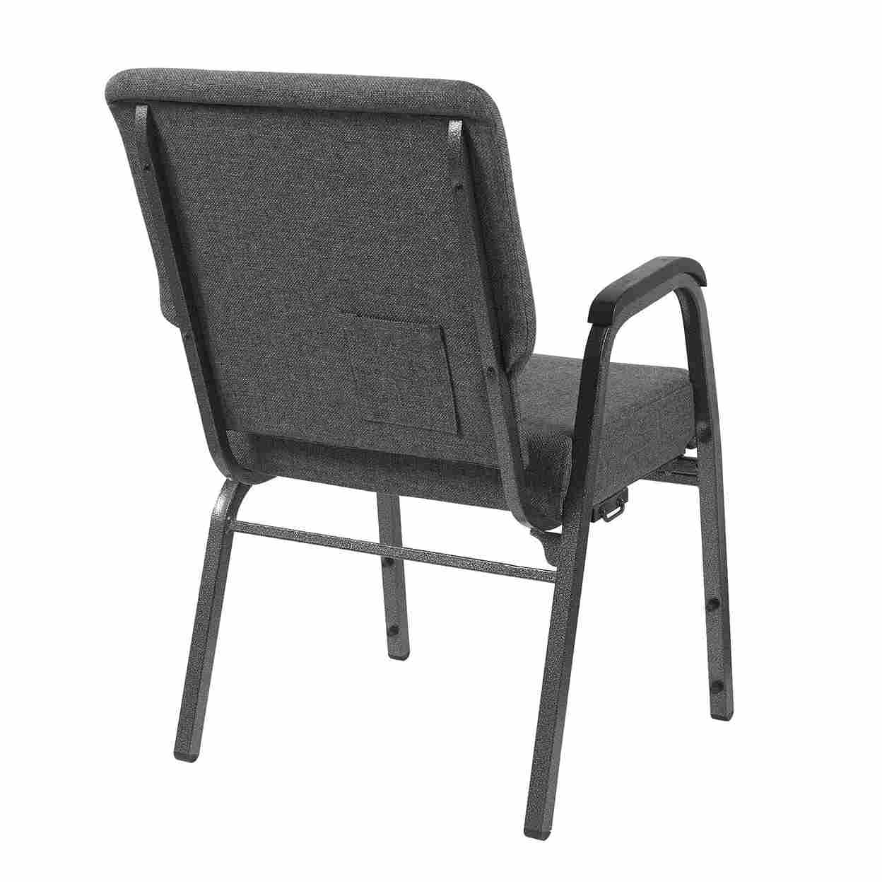 Chivari Gray Fabric Church Chair with Right Arm Cut Away Back 20.5" on Silver Vein Frame CH20GRSV-R-ZF-T