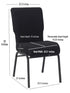 Chivari Black Fabric Church Chair with Full Back 20.5" Wide Black Steel Frame CH20FBB-ZF-T