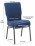 Chivari Indigo Fabric Church Chair with Full Back 20.5" Wide Silver Vein Steel Frame CH20FISV-ZF-T