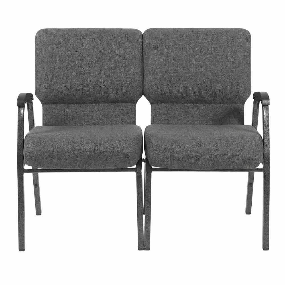 Chivari Gray Fabric Three Seat Waiting Room Chair/Loveseat on Silver Vein Frame CH20GRSV-LR3-KIT