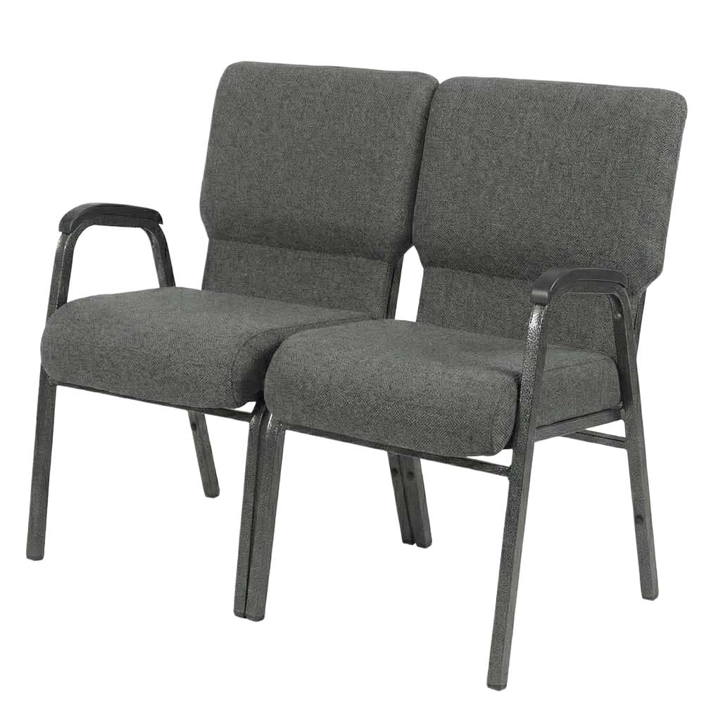 Chivari Gray Fabric Three Seat Waiting Room Chair/Loveseat on Silver Vein Frame CH20GRSV-LR3-KIT