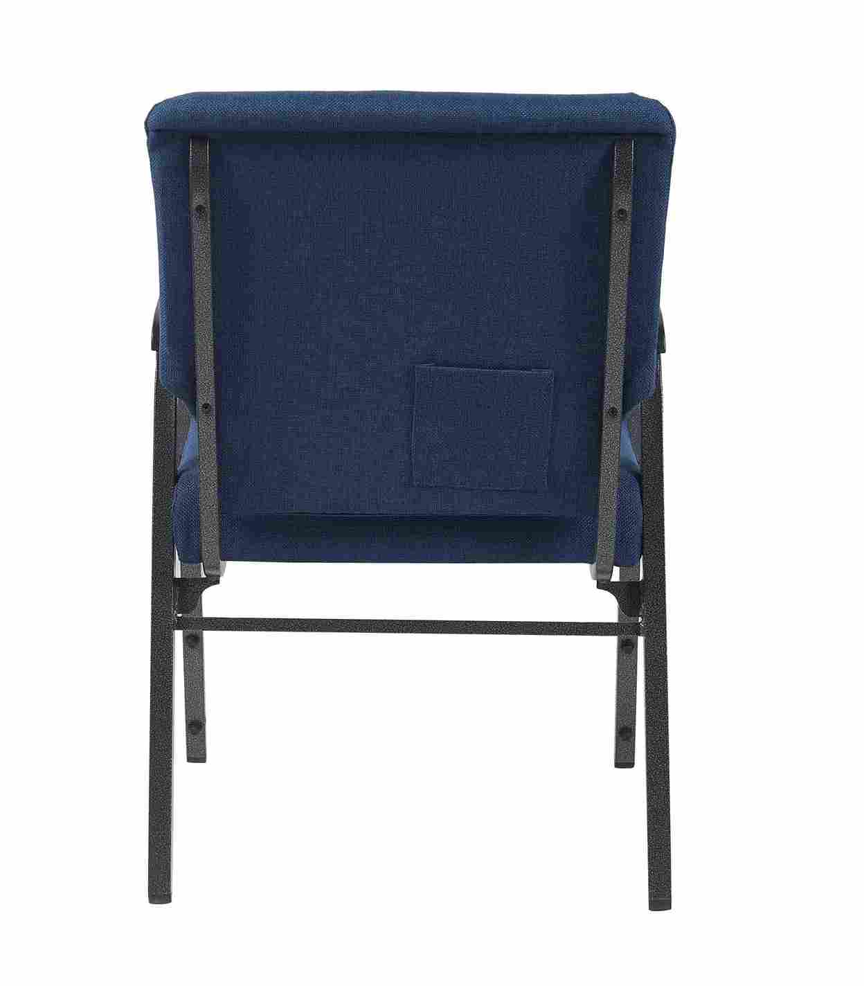 Chivari Indigo Fabric Church Chair w/ Dual Arms with Cut Away Back 20.5"  on Silver Vein Frame CH20IMSV-D-ZF-T