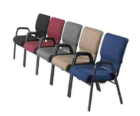 Chivari Indigo Fabric Church Chair w/ Dual Arms with Cut Away Back 20.5"  on Silver Vein Frame CH20IMSV-D-ZF-T