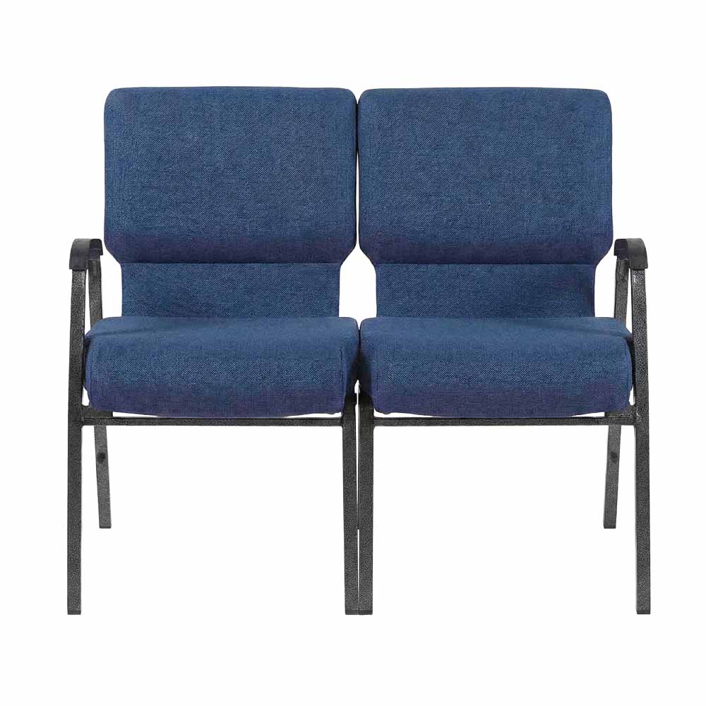 Chivari Indigo Fabric Two Seat Waiting Room Chair/Loveseat on Silver Vein Frame CH20IMSV-LR-KIT