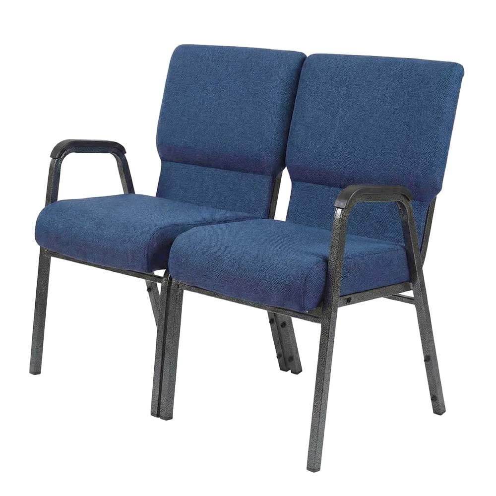 Chivari Indigo Fabric Two Seat Waiting Room Chair/Loveseat on Silver Vein Frame CH20IMSV-LR-KIT