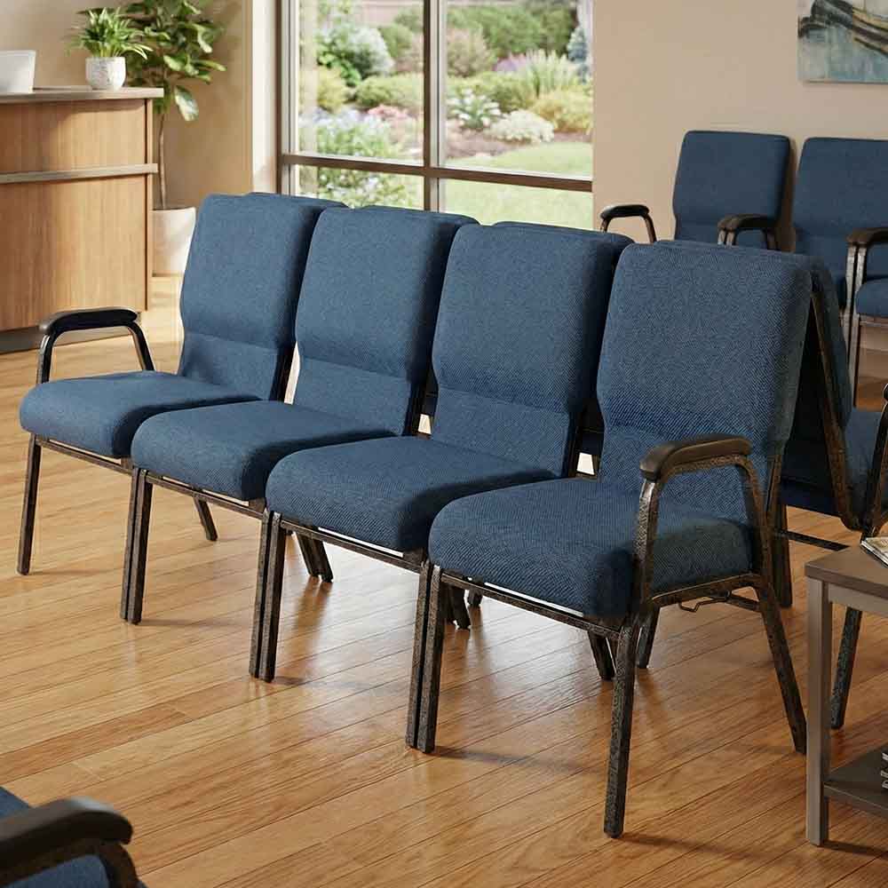 Chivari Indigo Fabric Four Seat Waiting Room Chair/Loveseat on Silver Vein Frame CH20IMSV-LR4-KIT