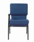 Chivari Indigo Fabric Church Chair with Right Arm with Cut Away Back 20.5" on  Silver Vein Frame CH20IMSV-R-ZF-T