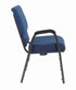 Chivari Indigo Fabric Church Chair with Right Arm with Cut Away Back 20.5" on  Silver Vein Frame CH20IMSV-R-ZF-T
