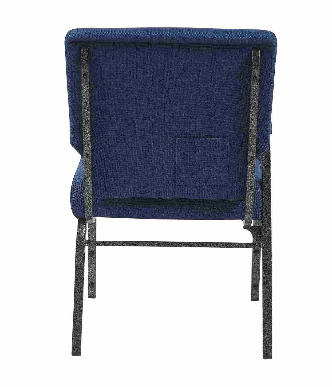 Chivari Indigo Fabric Church Chair with Right Arm with Cut Away Back 20.5" on  Silver Vein Frame CH20IMSV-R-ZF-T