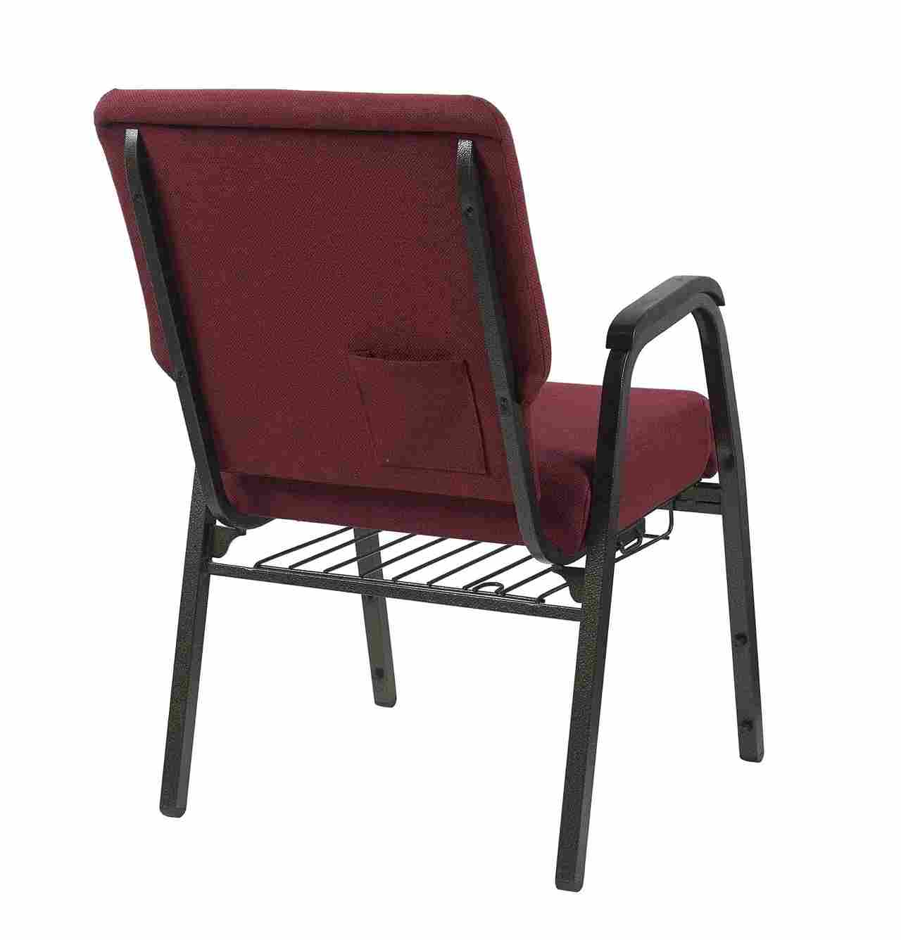 Chivari Maroon Fabric Church Chair with Dual Arms Cut Away Back 20.5" on Gold Vein Frame CH20MGV-D-ZF-T