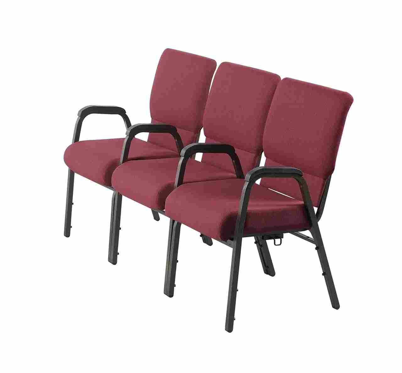 Chivari Maroon Fabric Church Chair with Dual Arms Cut Away Back 20.5" on Gold Vein Frame CH20MGV-D-ZF-T