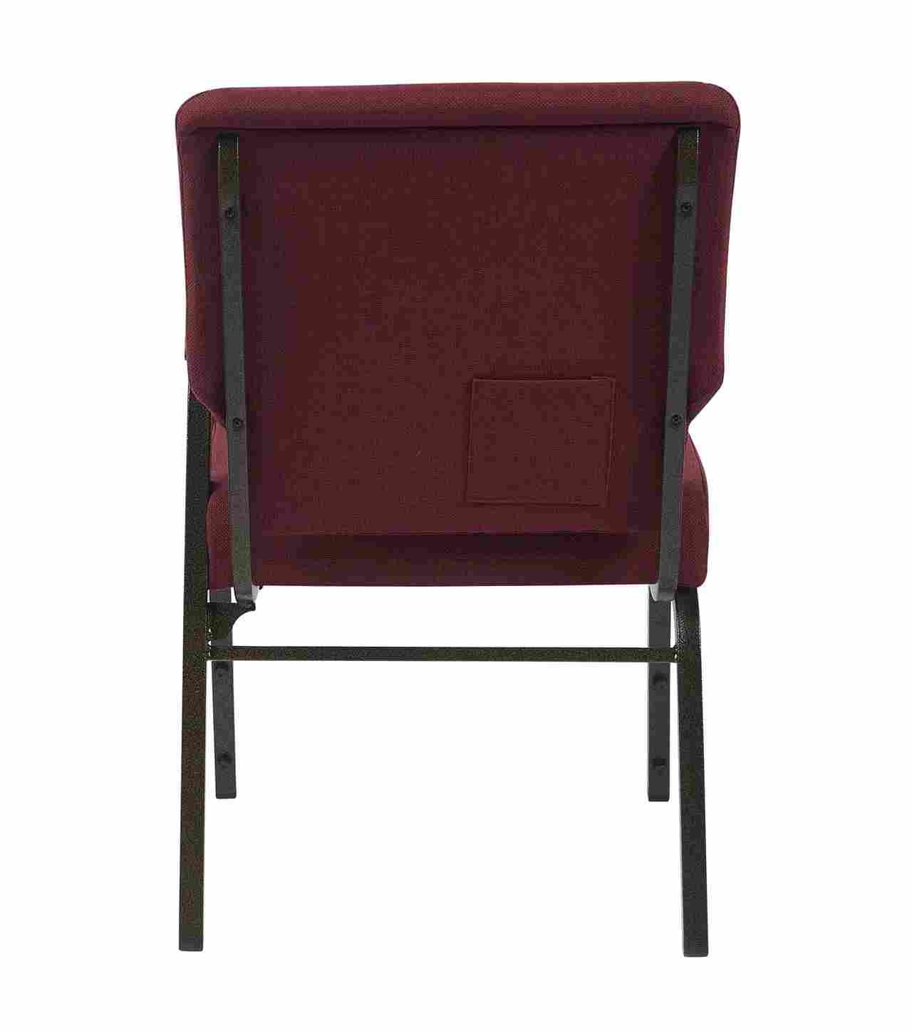 Chivari Maroon Fabric Church Chair with Left Arm Cut Away Back 20.5" Wide Gold Vein Frame CH20MGV-L-ZF-T