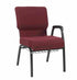 Chivari Maroon Fabric Church Chair with Left Arm Cut Away Back 20.5" Wide Gold Vein Frame CH20MGV-L-ZF-T