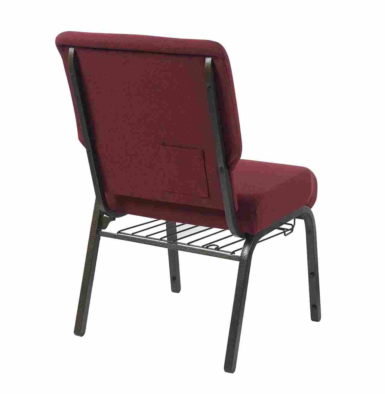 Chivari Maroon Fabric Church Chair with Left Arm Cut Away Back 20.5" Wide Gold Vein Frame CH20MGV-L-ZF-T