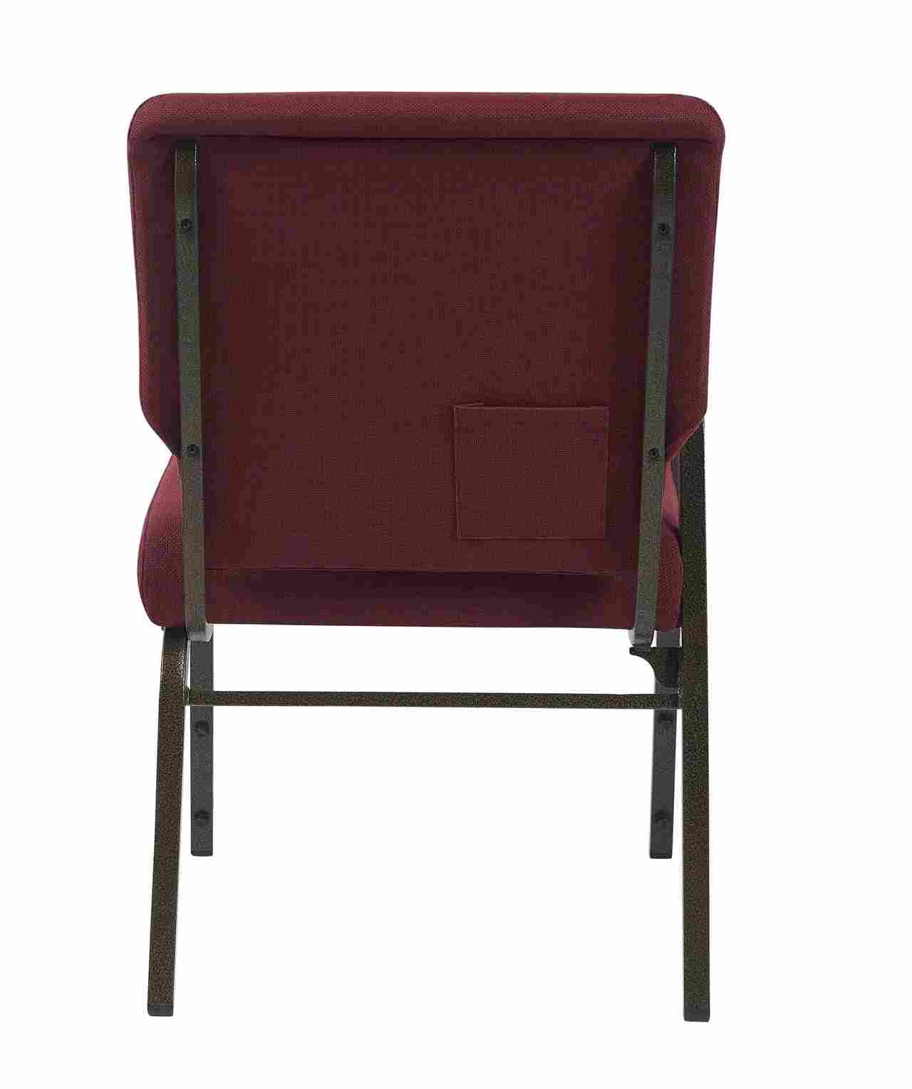 Chivari Maroon Fabric Church Chair with Right Arm Cut Away Back 20.5" on Gold Vein Frame CH20MGV-R-ZF-T