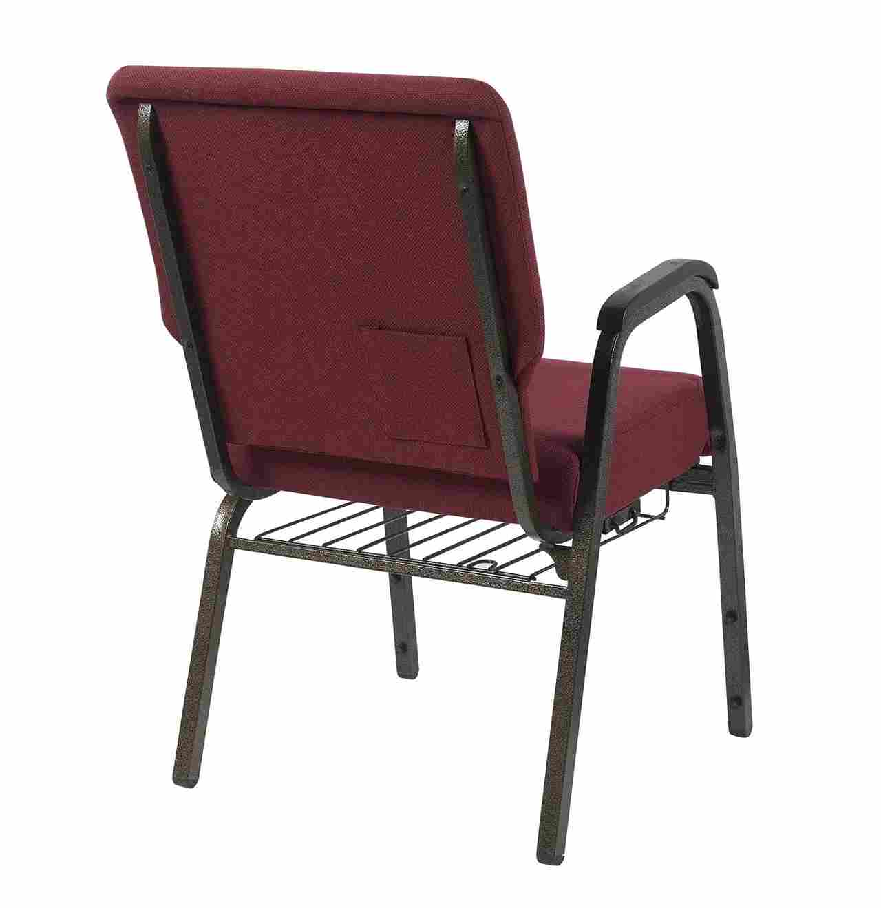 Chivari Maroon Fabric Church Chair with Right Arm Cut Away Back 20.5" on Gold Vein Frame CH20MGV-R-ZF-T