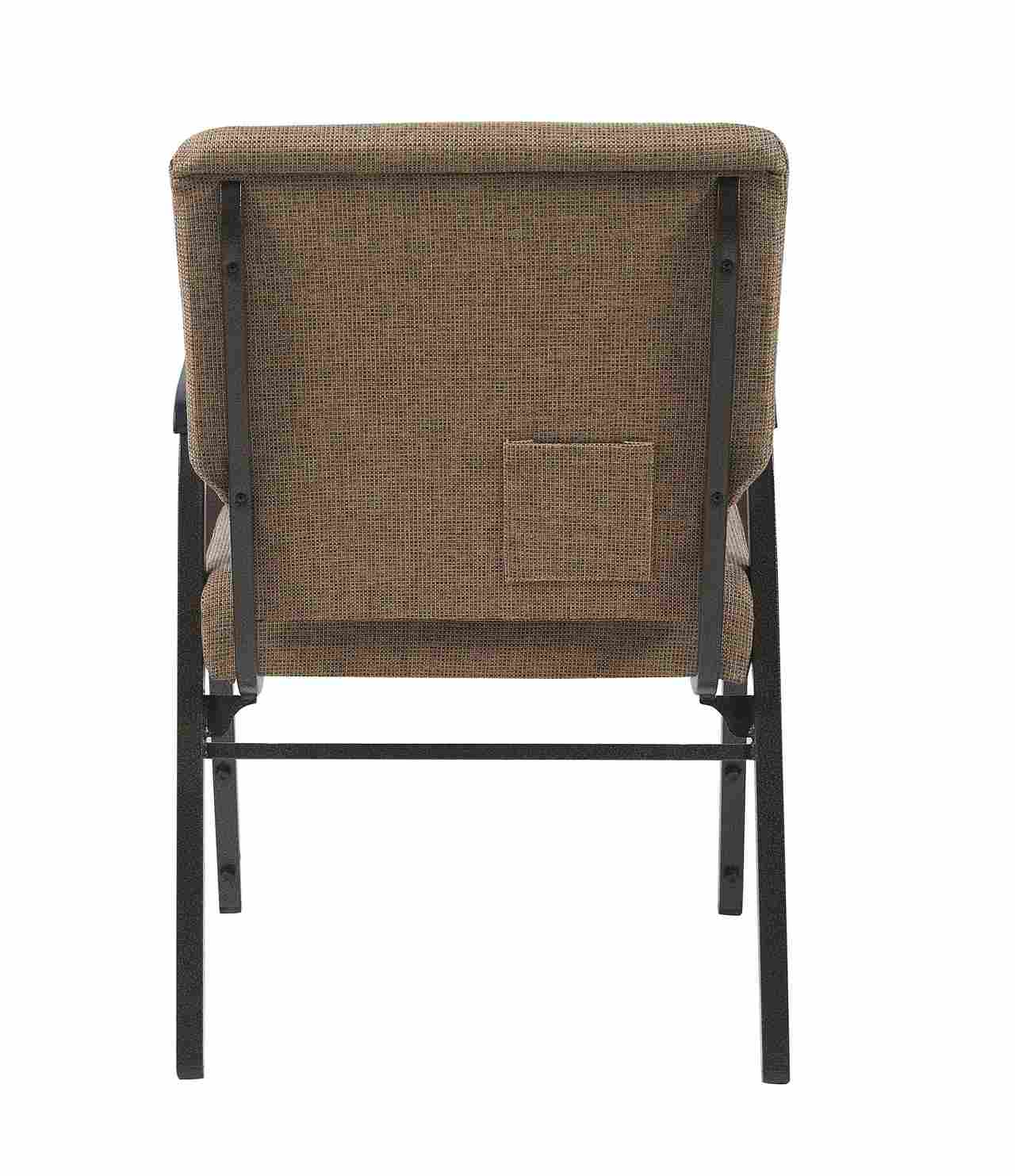 Chivari Tan Fabric Church Chair with Dual Arms Cut Away Back 20.5" on Gold Vein Frame CH20TGV-D-ZF-T