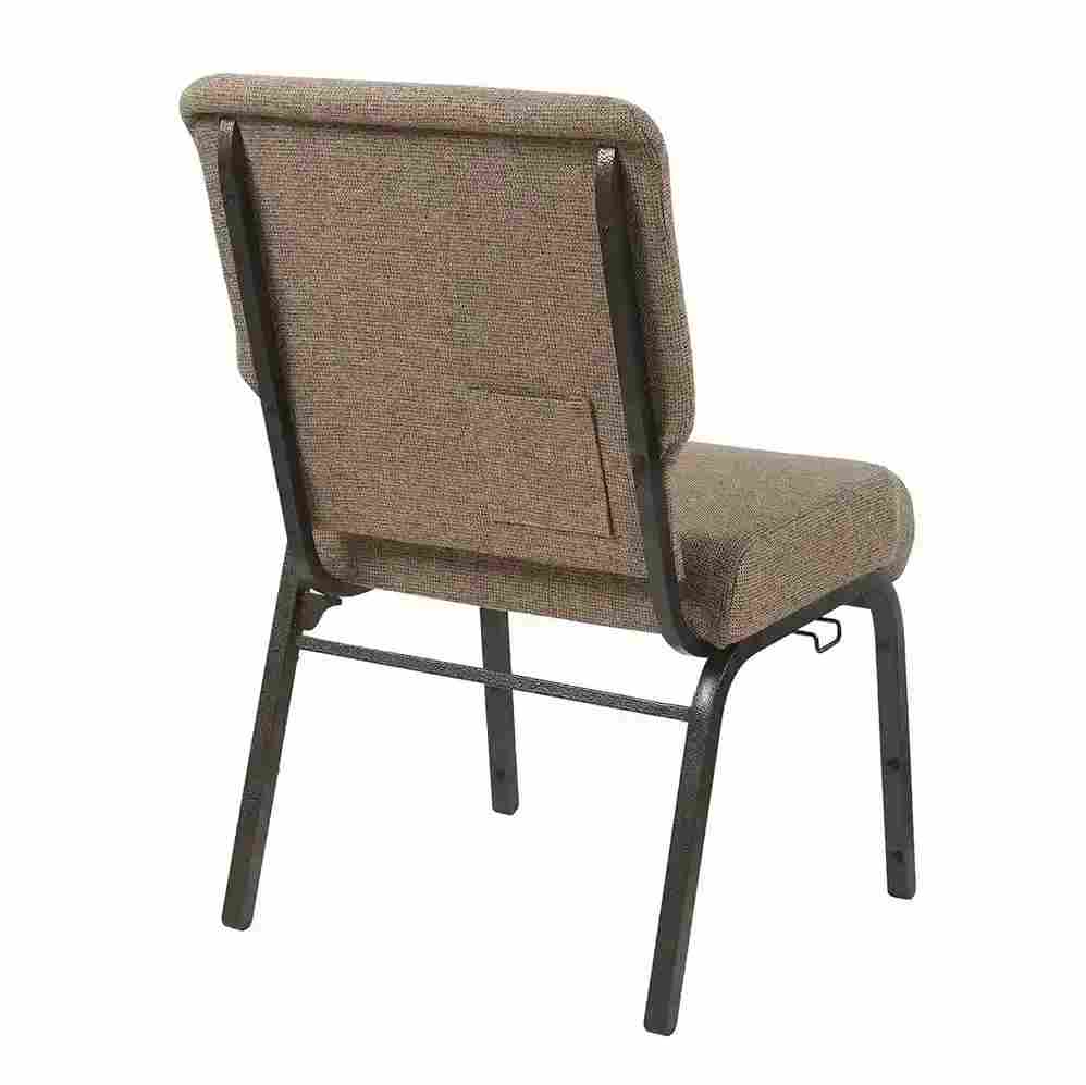 Chivari Tan Fabric Church Chair with Left Arm Cut Away Back 20.5" on Gold Vein Frame CH20TGV-L-ZF-T