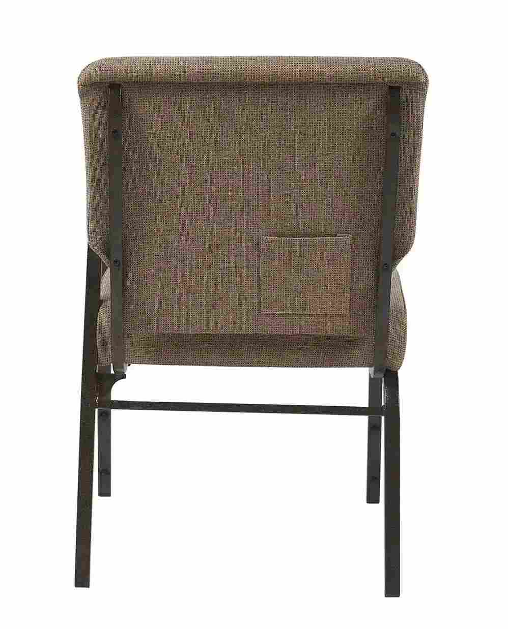 Chivari Tan Fabric Church Chair with Left Arm Cut Away Back 20.5" on Gold Vein Frame CH20TGV-L-ZF-T