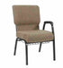Chivari Tan Fabric Church Chair with Left Arm Cut Away Back 20.5" on Gold Vein Frame CH20TGV-L-ZF-T
