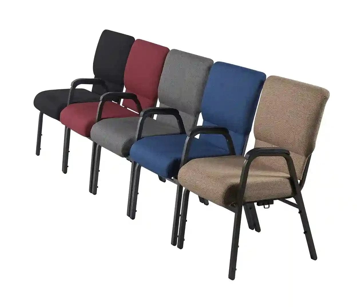 Chivari Tan Fabric Church Chair with Left Arm Cut Away Back 20.5" on Gold Vein Frame CH20TGV-L-ZF-T