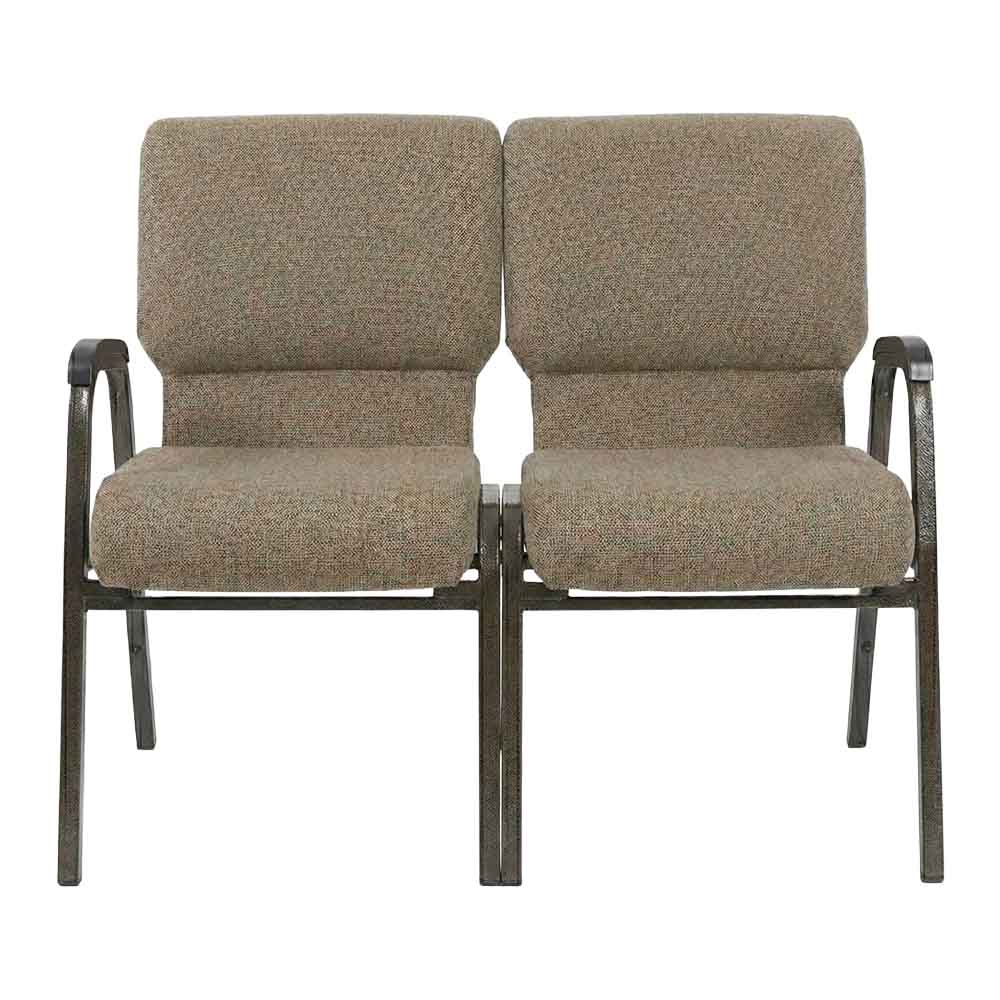 Chivari Tan Fabric Two Seat Waiting Room Chair/Loveseat on Gold Vein Frame CH20TGV-LR-KIT