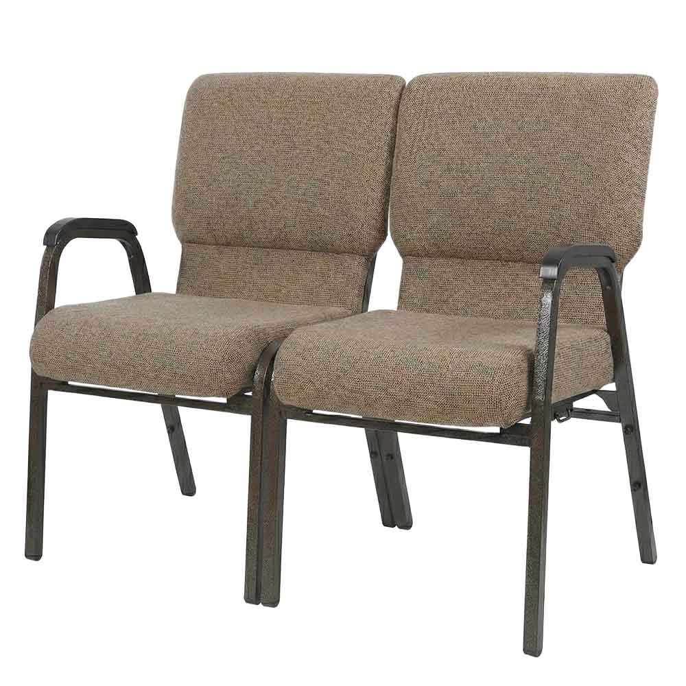 Chivari Tan Fabric Two Seat Waiting Room Chair/Loveseat on Gold Vein Frame CH20TGV-LR-KIT