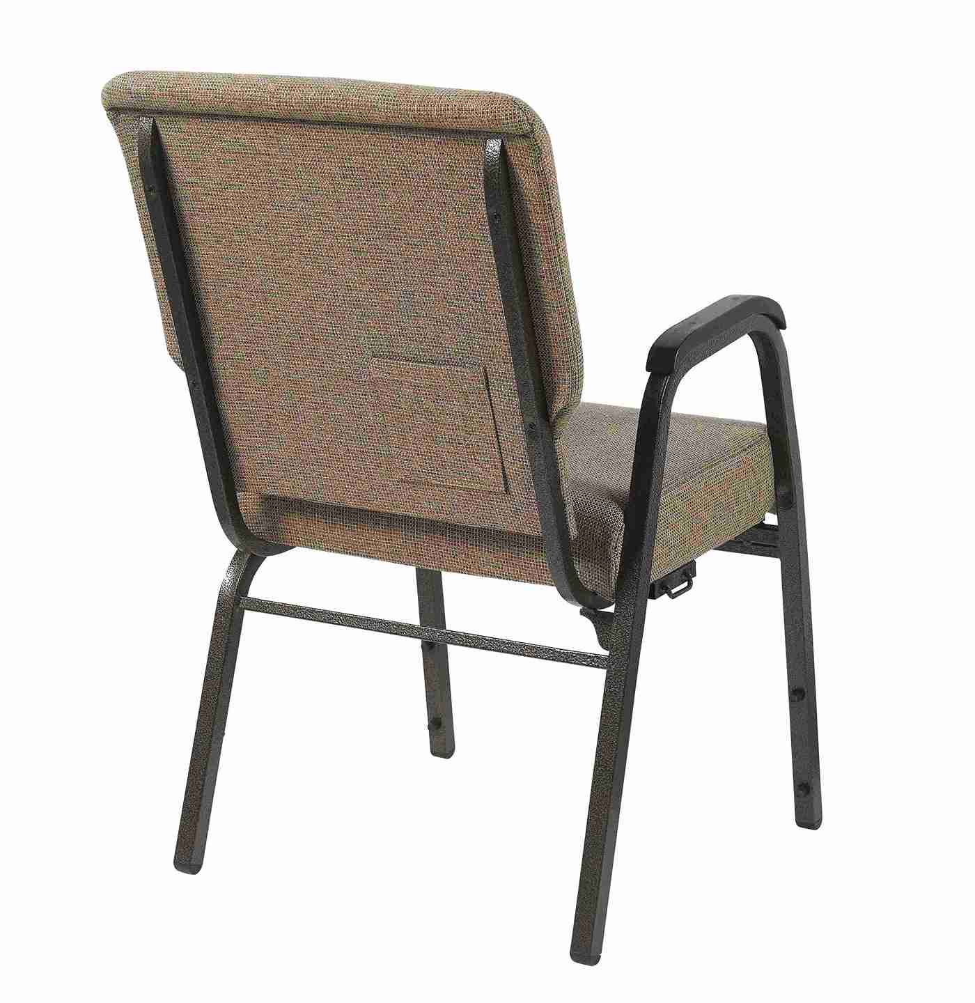 Chivari Tan Fabric Church Chair with Right Arm Cut Away Back 20.5" on Gold Vein Frame CH20TGV-R-ZF-T